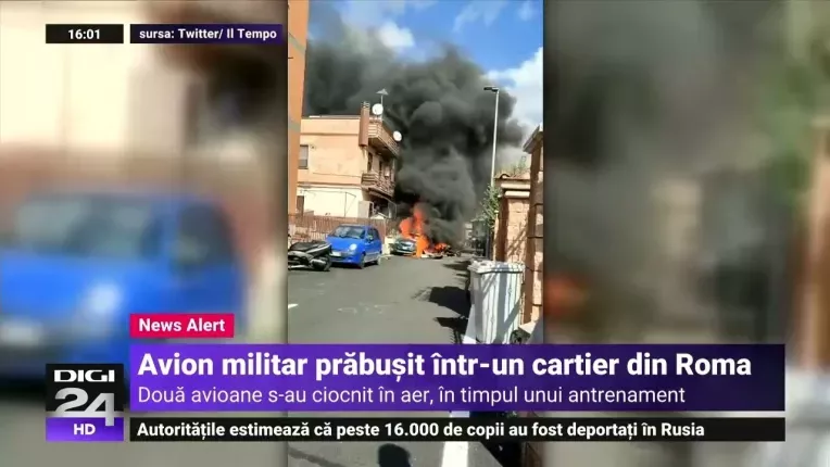 Doua avioane militare s-au ciocnit in zbor, deasupra Romei
