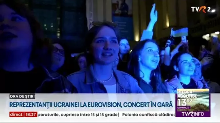 Reprezentantii Ucrainei la concursul Eurovision 2023, concert in gara centrala din Kiev
